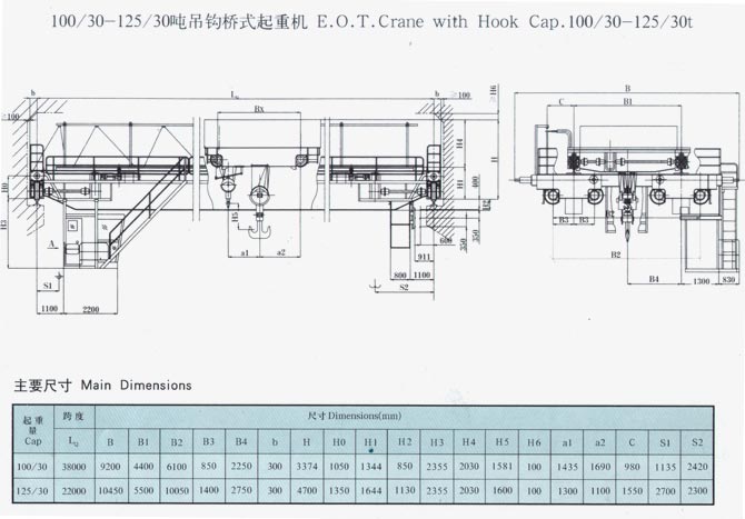 QD型5-350噸（dūn）吊鉤橋式起重機
